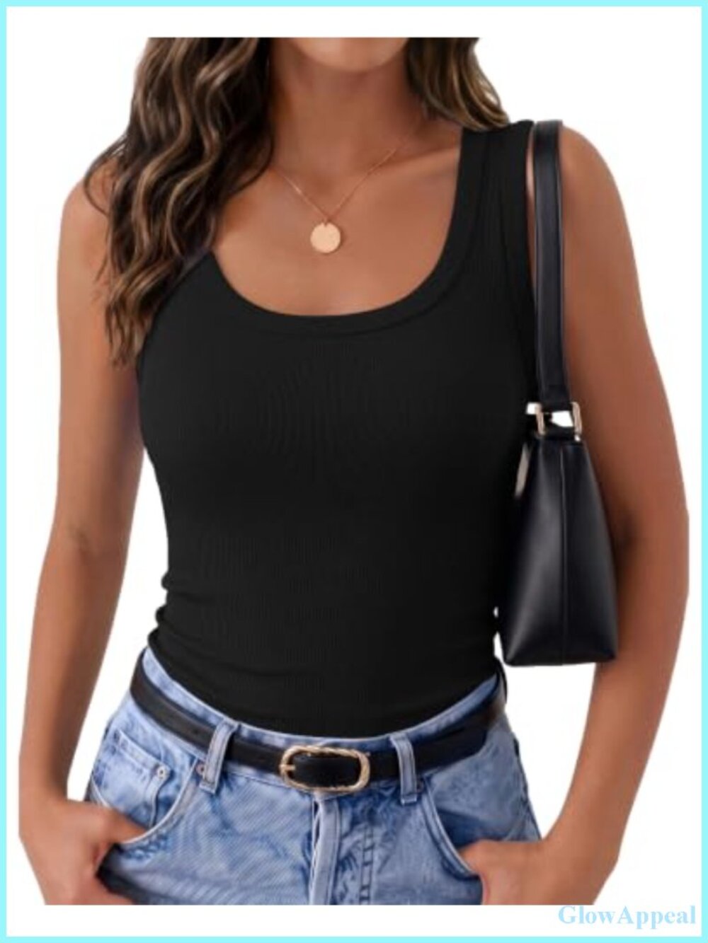Womens Ribbed Square Neck Tank Top Sleeveless Summer Shirt